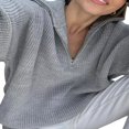 thumbnail image 1 of Pullover Oversize en Tricot pour Femmes Manches Longues Col Rabattu Demi-Fermeture à Glissière Automne Hiver Mode Urbaine, 1 of 4