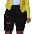 thumbnail image 2 of Leutsin Women Elastic Destroyed Hole Leggings Short Pants Denim Shorts Ripped Jeans, 2 of 2