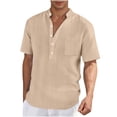 thumbnail image 2 of Styesk T-Shirts pour Homme Mode Ample Décontracté Poches Ventilées Bouton Col Montant Manches Courtes, 2 of 8