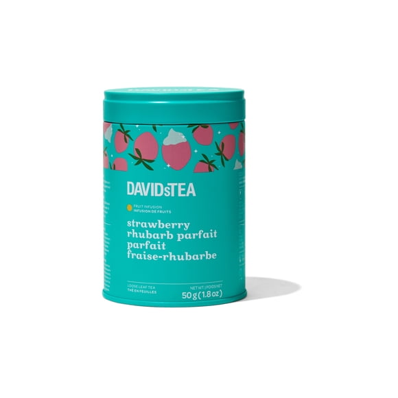 DAVIDsTEA - Infusion de Fruits - Thé en Feuilles en Boîte - Thé Parfait Fraise Rhubarbe