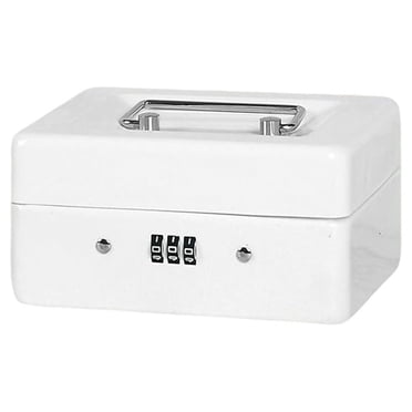 Maoww Cash Box Home Shop Thickened Money Holder Metal Deposit Security Safe Organizer Protective Holders Locking Case White