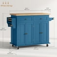 thumbnail image 3 of HOMCOM Îlot de Cuisine Moderne Roulant avec Tiroirs, Bleu, 3 of 10