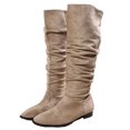 thumbnail image 2 of DPTALR Chaussures pour Femmes Bottes Rétro Western Décontractées Chaudes Talons Bas Bottes Mi-Mollet, 2 of 9