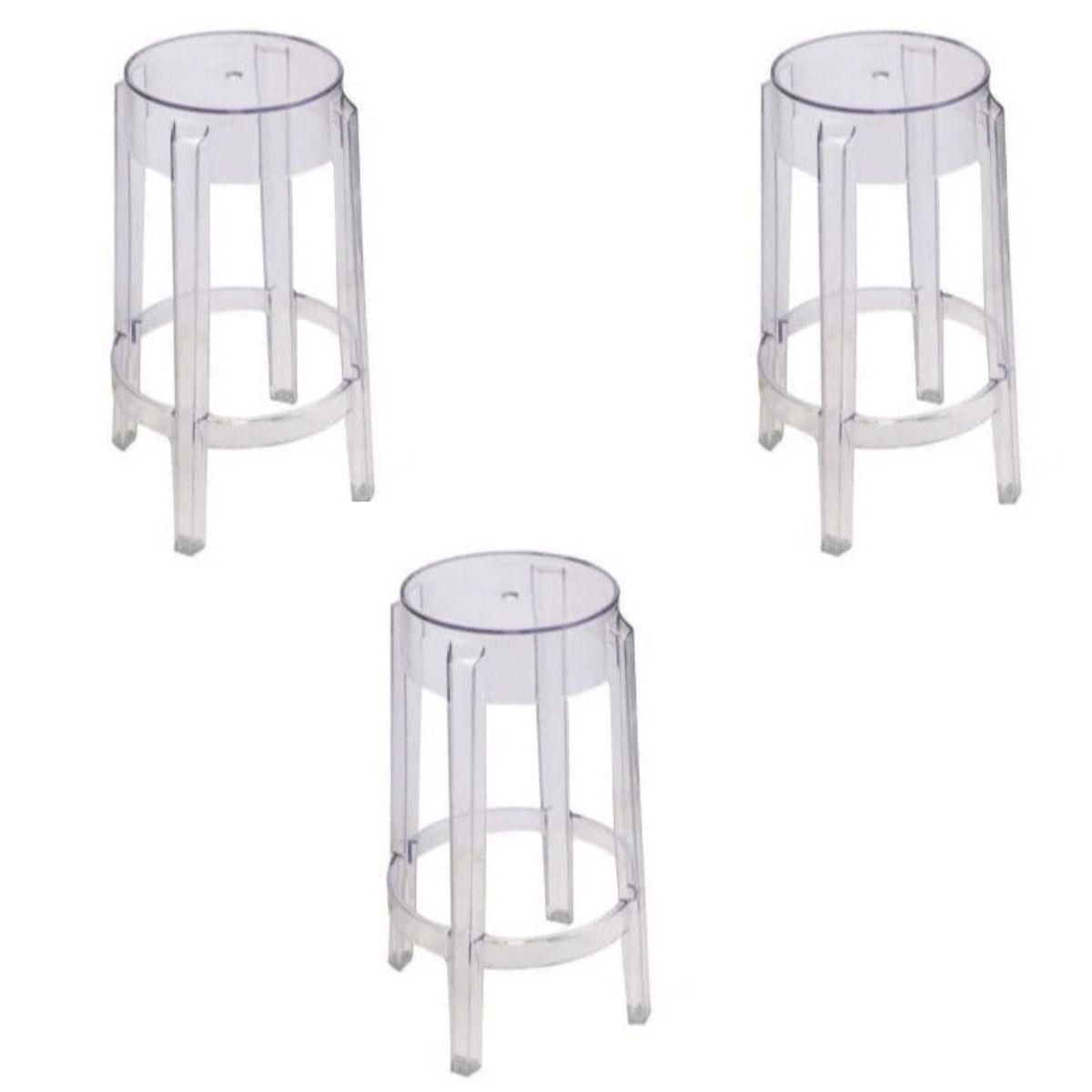 Heavenly Collection Clear Plastic Counter Stool SET OF 3