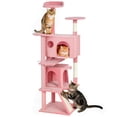 thumbnail image 1 of PawHut 54" Cat Tree Tower with Scratching Posts, Cat Condos, Pink, 1 of 10