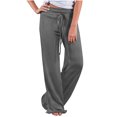 thumbnail image 1 of Kyusrd Wide Leg Pants For Women Drawstring Elastic High Waisted Long Wide Leg Trousers Pockets Palazzo Pants Casual Solid Color Breathable Loose Fit Yoga Pants, 1 of 8