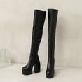 thumbnail image 4 of Cameland Patchwork Serpentine Platform Ultra High Heel Winter Ladies Over The Knee Boots, 4 of 7