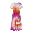 thumbnail image 5 of Robes d'Été Grande Taille pour Femmes 2024 Robe Décontractée à Manches Courtes Col Rond Robe Maxi Fluide à Étages de Plage avec Poches Robe à Imprimé Dégradé Économisez jusqu'à 65 %!, 5 of 5