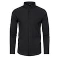 thumbnail image 4 of RXIRUCGD Mens Casual Fashion Solid Elastic Fabric Turndown Collar Buttons Tops Shirts, Black, Size: 2XL, 4 of 4