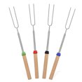 thumbnail image 1 of Fourchette de Barbecue en Forme de U Brochette de Hot-Dog Manche en Bois Bâtons de Rôtissage Extensibles Accessoires de BBQ Légers en Acier Inoxydable, 1 of 7