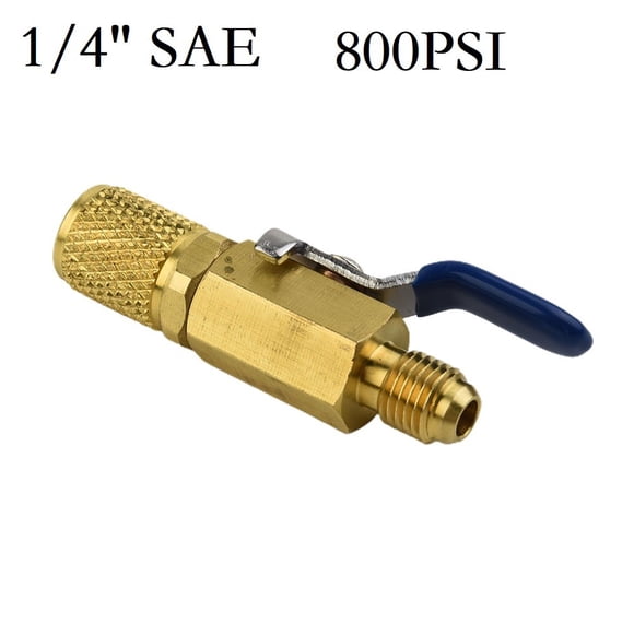 1x Straight Ball Valve 1/4in SAE 800PSI For Car R410a AC Hose
