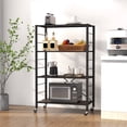 thumbnail image 2 of Patiojoy 1 Pce Étagère de Rangement Pliable à 4 Niveaux Unité d'Étagères Pliable Présentoir avec Roues Verrouillables Étagère de Rangement avec Tablette Ajustable Organisateur de Rangement Robuste, 2 of 8