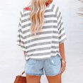 thumbnail image 4 of Penkiiy Hauts pour Femmes à Rayures 2025 Mode T-Shirts à Manches 3/4 pour Femmes Design à Blocs de Couleur T-Shirt Basique Ample S Gris, 4 of 6
