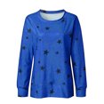 thumbnail image 3 of MAWCLOS T-shirt pour Femmes à Col Rond T-shirt à Imprimé d'Étoiles T-shirt Sport Tenue Quotidienne Chandail à Manches Longues Bleu Royal G, 3 of 6