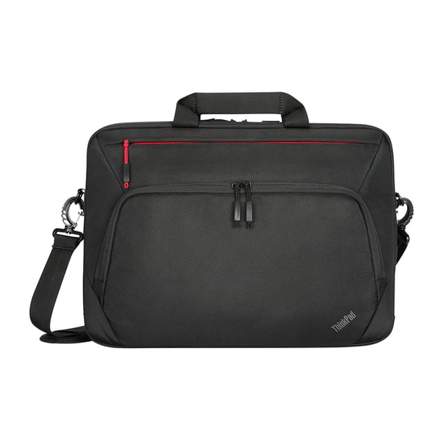 Lenovo ThinkPad Essential Plus Sac pour Ordinateur Portable Topload (Éco) de 15,6 Po en nylon Balistique Noir avec Matériel Robuste. Conçu pour les Accessoires d'Ordinateur Portable, Il Comprend un Compartiment Principal Spacieux, une Fermeture Éclair d'Accent Rouge et une Bandoulière Ajustable pour un Rangement Sécuritaire et Résistant aux Intempéries des Appareils et des Essentiels.