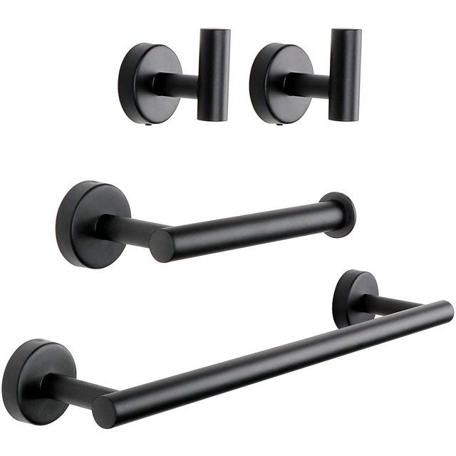 4 Piece Bathroom Hardware Set, Matte Black Bathroom