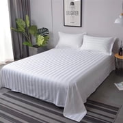 Amzcrzy Home and Kitchen, Bedding, Bedspreads, Coverlets & Sets, Gifts for Women, Guesthouse School Bath White Satin Strip Sheets Bed Linen Sheets Bed sheet