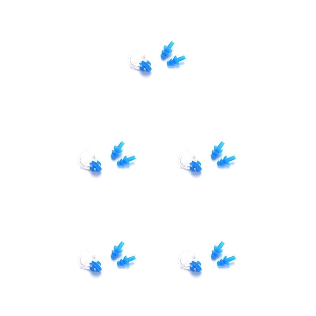 stanreset Waterproof Nose Clip Swimming Anti-noise Earplug for Protection Ear Protector Blue 5Set