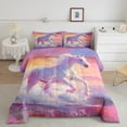 thumbnail image 3 of YST White Horse 7-Piece Chic Galloping Animal Bedding Set, Queen, Pink Cloud, 3 of 6