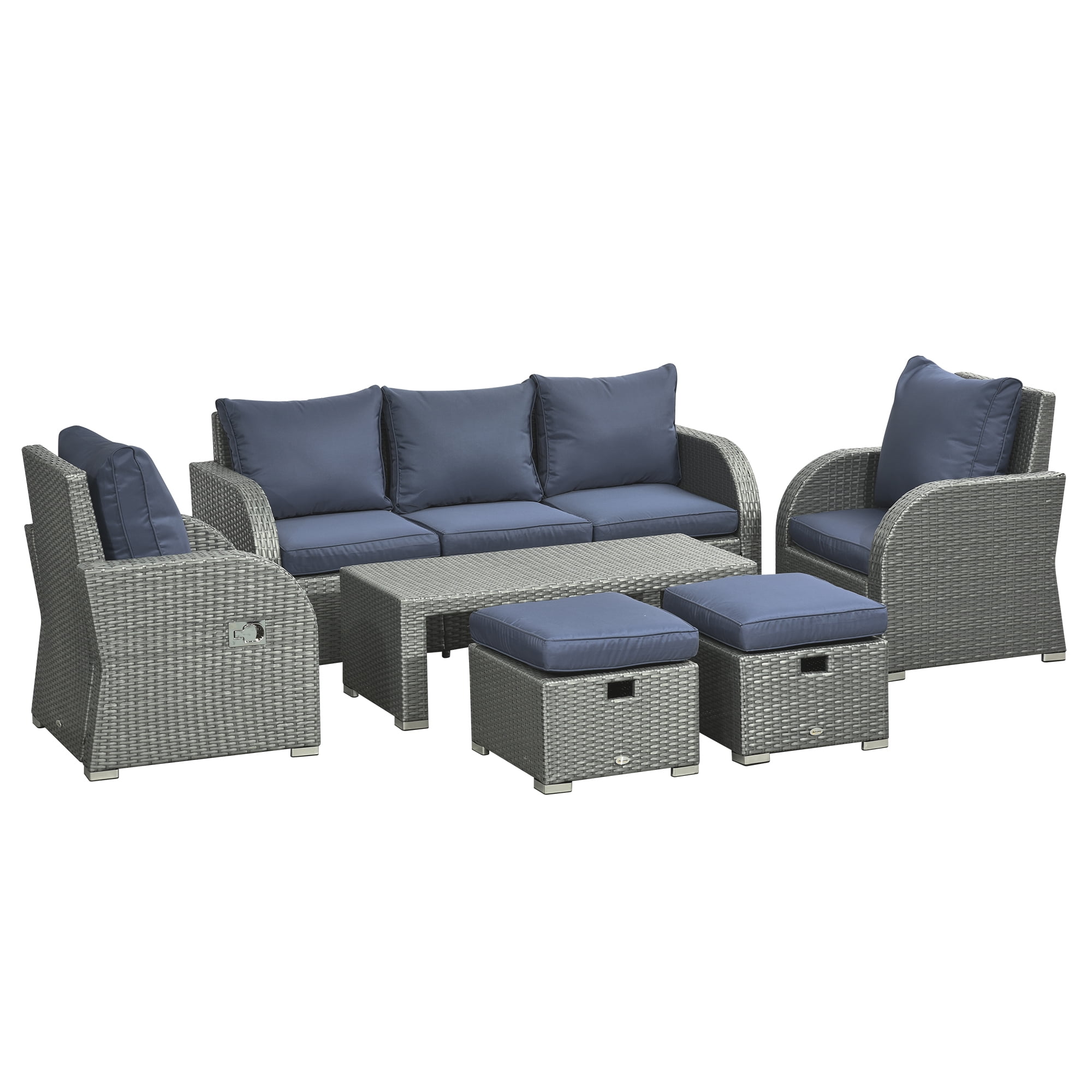 Outsunny Patio Furniture with Cushions, Dark Blue