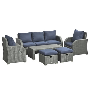 Outsunny Patio Furniture with Cushions, Dark Blue