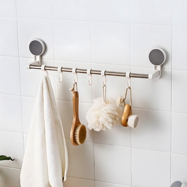 Meitianfacai Stainless Steel Towel Rack Bar Non-Tracking Storage Rack With Hooks Towel Hanger For Bathroom Kitchen Hook Racks