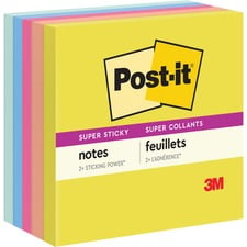 Post-it® Super Sticky Notes 654-5SSJOY, Summer Joy Collection, 3 in x 3 in (76 mm x 76 mm), 5 Pads/Pack, 90 Sheets/Pad