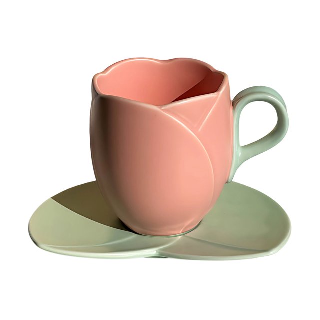 Suncoda Cup, Ceramic Coffee Cup and Saucer Set Home Restaurant Tea Cup Flower Tea Cup