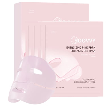 SOOVVY Pink Collagen Jelly Gel Mask , Overnight Hydrogel Moisturizing Face Mask for Glass Glow Skin Care& Sensitive Skin , Korean Skincare, 4ea