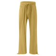 thumbnail image 4 of Yuyuzo Womens Pants Solid Color Elastic Waist Drawstring Casual Wide Leg Pants Ladies Loose Lounge Pants For Workout, 4 of 7