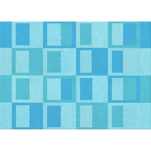 Ahgly Company Machine Washable Indoor Rectangle Transitional Bright Turquoise Blue Area Rugs, 7' x 10'
