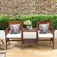 thumbnail image 1 of Costway Causeuse de Patio Ensemble de Conversation Chaise en Bois d'Acacia Table Basse Coussinée Blanc, 1 of 10