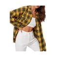 thumbnail image 3 of Women Plaid Flannel Shirt Jacket Button Down Lapel Long Sleeve Shirts Blouse Shacket Cardigan Coats Fall Spring Clothes, 3 of 7