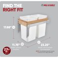 thumbnail image 3 of Rev-A-Shelf Top Mount Double Pullout Under Cabinet Trash Can, 27 Qt, 4WCTM-15DM2-162, 3 of 12