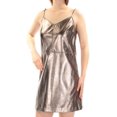thumbnail image 3 of 1.STATE Womens Faux Leather A-line Dress, Metallic, 4, 3 of 4