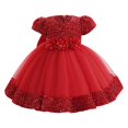 thumbnail image 1 of Robe Formelle Fille Manches Bouffantes Robe de Bal Robes Robe en Tulle Robe de Fête pour Filles 3-4 Ans, 1 of 4