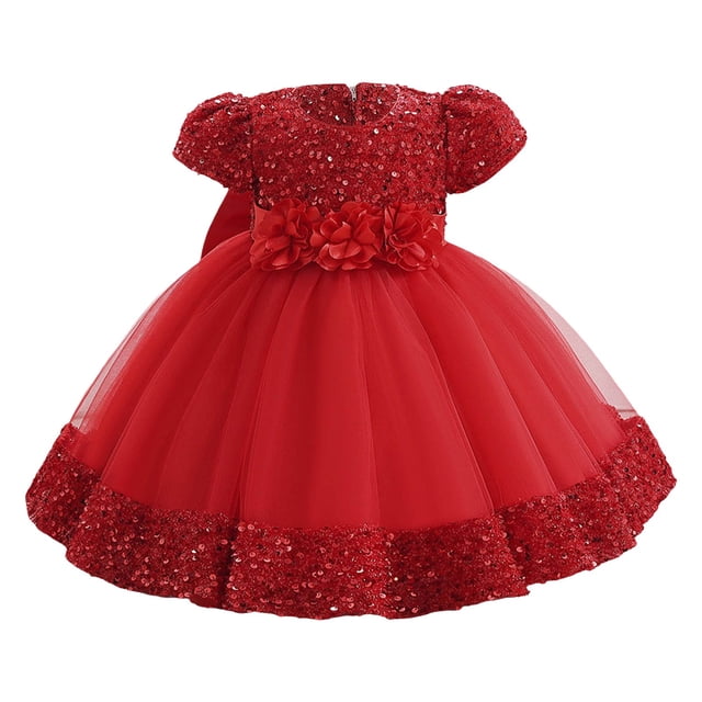 Robe Formelle Fille Manches Bouffantes Robe de Bal Robes Robe en Tulle Robe de Fête pour Filles 3-4 Ans