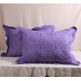 thumbnail image 2 of 2-Piece Embroidered Cotton Quilted Bed Pillow Shams Rustic Solid Color Soft Decorative Pillow Cases Set (Purple,20"x28"), 2 of 5
