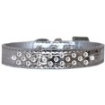 thumbnail image 1 of Sprinkles Clear Jewel Croc Dog Collar Silver Size 14, 1 of 1