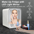 thumbnail image 1 of 6L Makeup Fridge with LED Light Mirror Mini Fridge for Bedroom Car Small Refrigerator for Cosmetics, Skin Care US Plug-A, 1 of 7