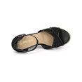 thumbnail image 4 of BLISSFUL STEP Chaussures pour Femmes Sandales Espadrilles à Lacets Floraux à Talon Compensé à Bout Ouvert Noir 9, 4 of 8