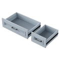 thumbnail image 2 of 54inch Large Kitchen Island with Rubber Wood Drop Leaf, Embossed Texture Rolling Kitchen Cart on 4 Wheels with 4 Doors and 3 Drawers, Kitchen Island with Storage for Kitchen, Dining Room,Grey Blue, 2 of 26