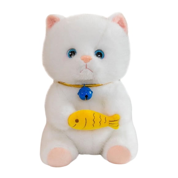 Plush Cat Stuffed Animals Cuddly Realistic Cat Plush Figure Decoration Stuffed Animal Plush Cat Toy for Toddlers Toy Gifts Holiday White