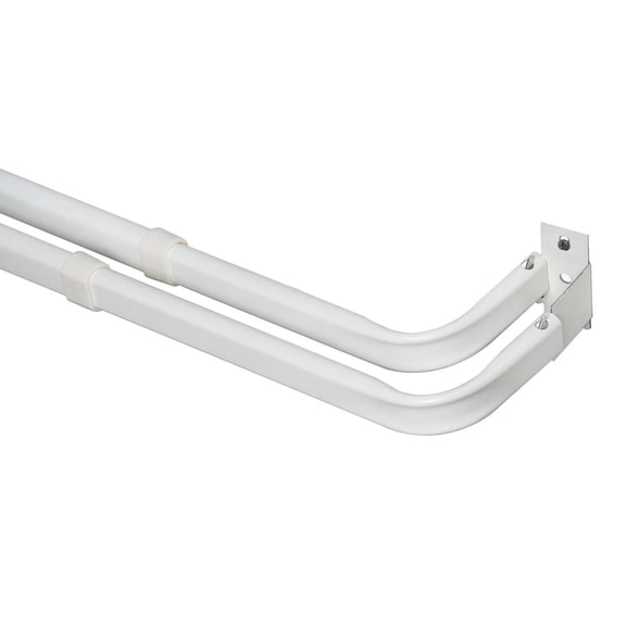 Mainstays 28-48" (71 - 122 cm) Adjustable Heavy Duty Double Curtain Rod, 2-3" Clearance, White