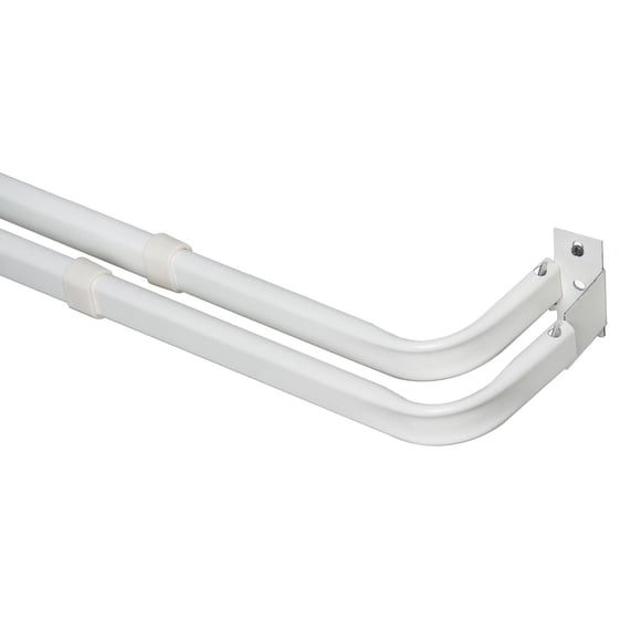 Mainstays 48-86" (122-218 cm) Adjustable Heavy Duty Double Window Curtain Rod, 2-3" (5-7.6 cm) Clearance, White