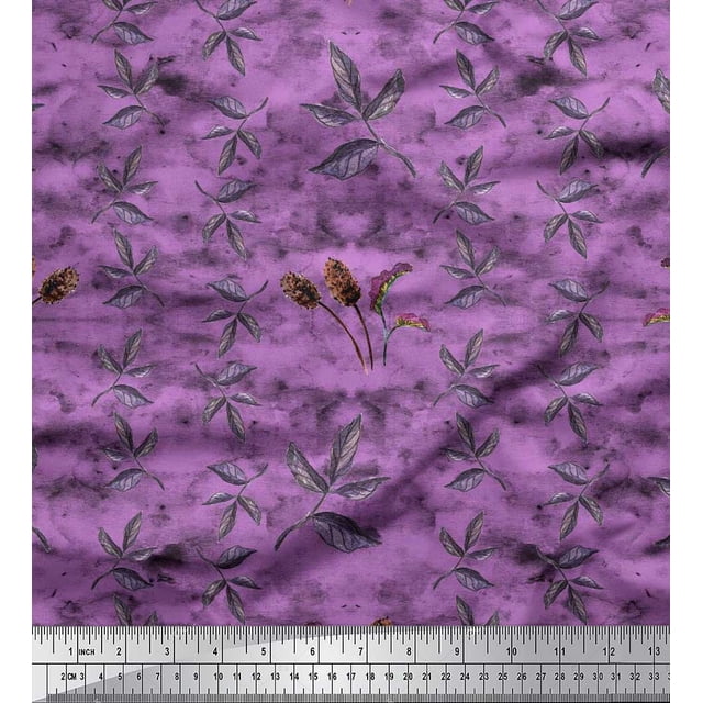 Soimoi Tissu en Coton Duck Tissu Imprimé Feuilles 1 Yard 42 Pouces de Large