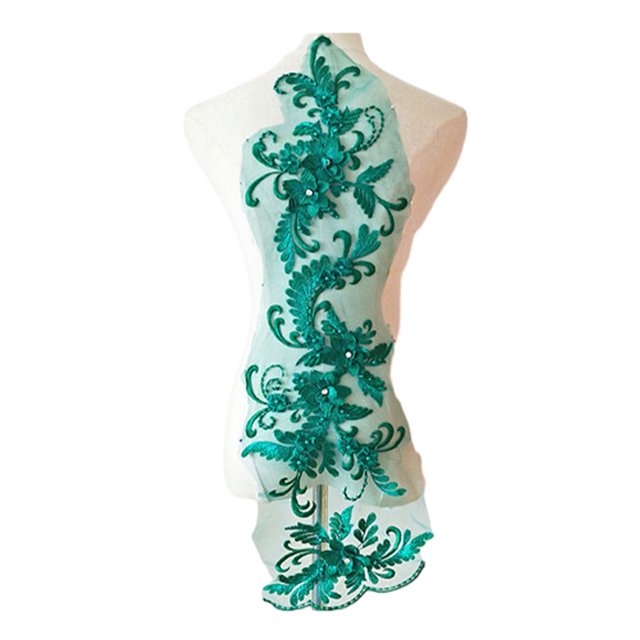 kurtrusly Patch de Dentelle Applique Décoration pour Vêtements de Performance Robe de Mariage Robe Unique Applique Vert Noirâtre 1ensemble
