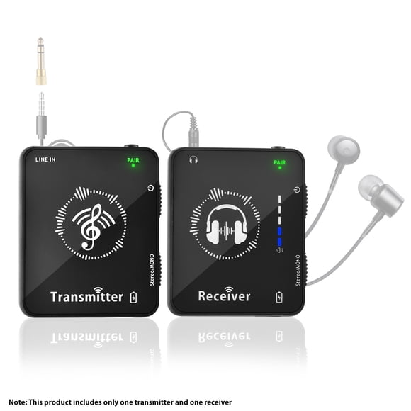 Wireless 2.4GHz Wireless Earphone Monitor Transmission System Rechargeable Transmitter and Receiver Mono/Stereo Switch 30m/98ft Transmission Distance for Studio Band Rehearsal Live