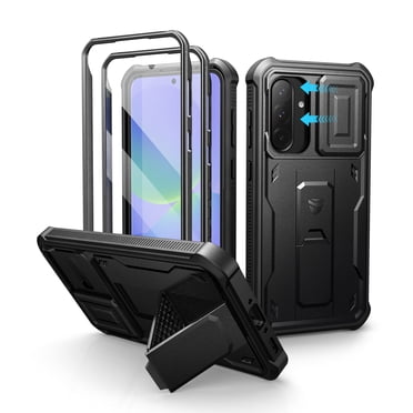 Dexnor pour Samsung Galaxy A36 5G Étui de Téléphone, [2 Cadres avant] [Couvercle Coulissant d'Appareil Photo Intégré et Support] Protection Robuste de Qualité Militaire Étui Antichoc avec Protecteur d'Écran, 6,7 Pouces Noir