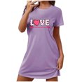 thumbnail image 1 of Amzcrzy Pyjamas pour Femmes Mode Imprimé Cœur Valentines Day Robe Décontractée Confortable à Manches Courtes Chemises de Nuit pour Femmes Valentines Day Cadeaux, 1 of 5